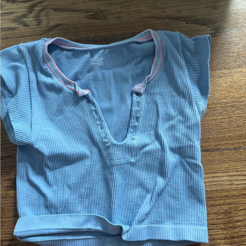 Kids Blue Ribbed Shirt